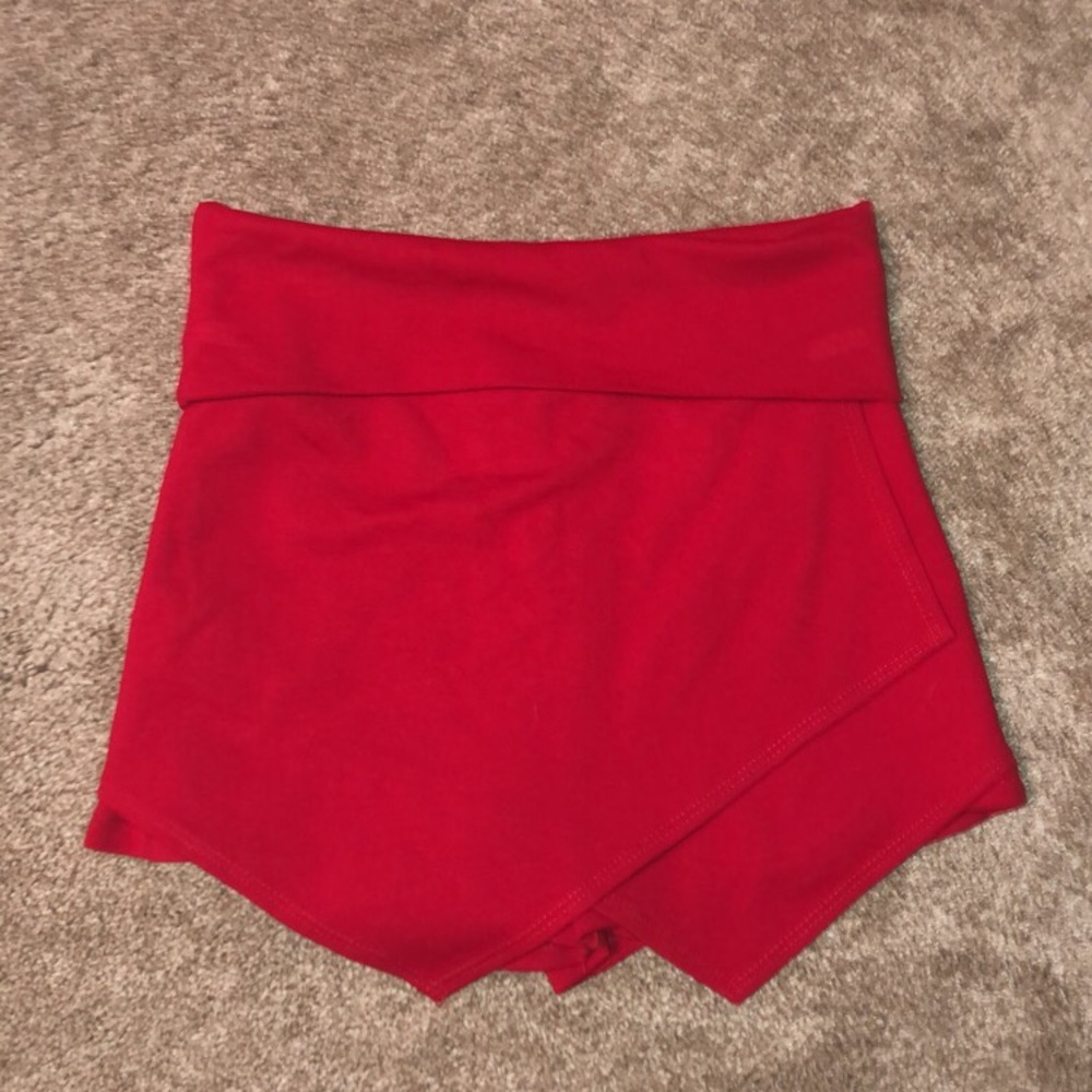 Red Cotton Skort